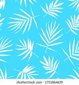 Grunge leaves pattern. Tropical foliage background. Tropic flora. Exotic leaf. Leaves fabric design. Chamaedorea palm leaf.