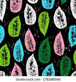 Grunge leaves pattern. Tropical foliage background. Tropic flora. Exotic leaf. Leaves fabric design. Dieffenbachia seguine leaf.