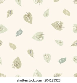 Grunge leaves seamless pattern