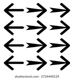 Grunge Left and Right Arrow Icon Set in Rough Style