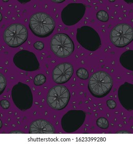grunge lemons pattern on a mystical background