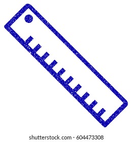 Grunge Length Ruler rubber seal stamp watermark. Icon symbol with grunge design and dirty texture. Unclean vector blue sign.