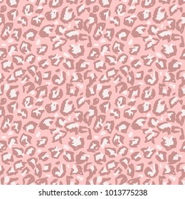 Grunge Leopard Print. Wild Seamless Pattern. Pink Hand Drawn Background.