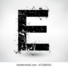 Grunge letter E.Vector distress alphabet font.