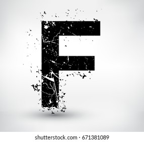Grunge letter F.Vector distress alphabet font.