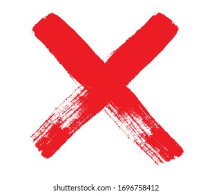 Grunge Letter X.Red Cross Sign.