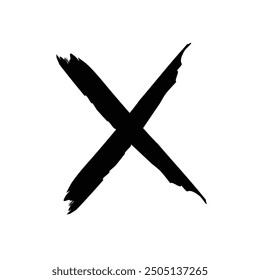 Grunge letter X. Red, black cross sign. Symbol of error, check, wrong and stop, failed. Vector illustration