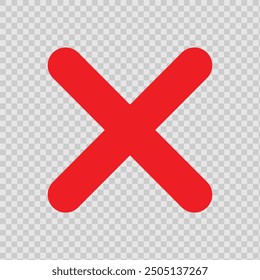 Grunge letter X. Red, black cross sign. Symbol of error, check, wrong and stop, failed. Vector illustration