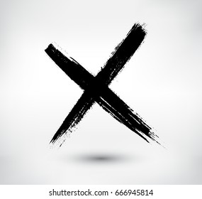 Grunge Letter X Vector Cross Sign.