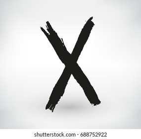 Grunge letter X Vector cross sign.