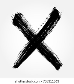 Grunge letter X Vector cross sign.