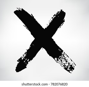 Grunge letter X Vector cross sign.