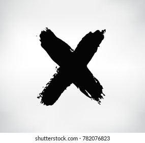 Grunge letter X Vector cross sign.