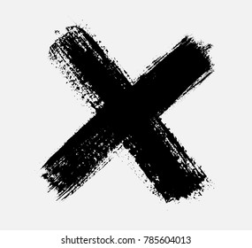 Grunge Letter X Vector Cross Sign.