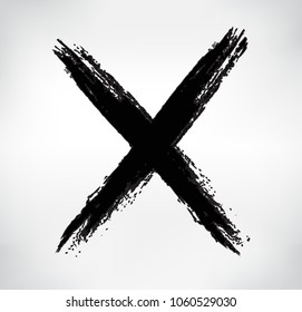 Grunge letter X.Hand drawn X mark.Vector template.