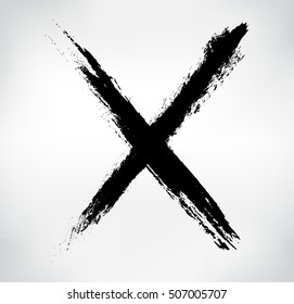 Grunge letter X.Hand drawn X mark.Vector template.