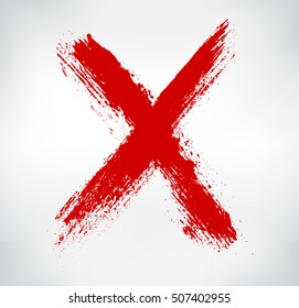 Grunge letter X.Hand drawn X mark.Vector template.