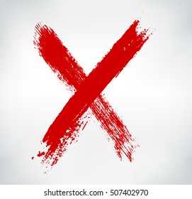 Grunge letter X.Hand drawn X mark.Vector template.