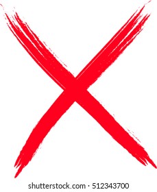 Grunge Letter X.Hand Drawn X Mark.Vector Template.