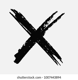 Grunge letter X.Vector cross sign.