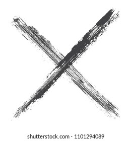 Grunge letter X.Vector cross sign.