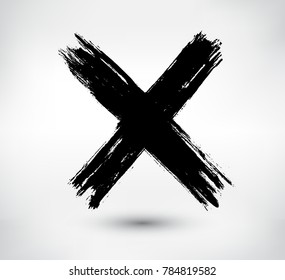 Grunge letter X.Vector cross sign.