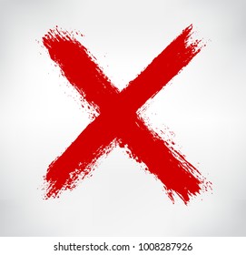 Grunge letter X.Vector cross sign.Reject or cancel mark.