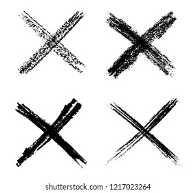 Hand Drawn Set Cross Brush Strokesx Stock Vector (Royalty Free ...