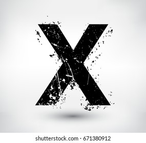 Grunge Letter X.Vector Distress Alphabet Font.