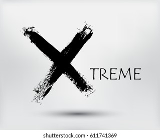 Grunge letter X.Vector hand drawn X mark.