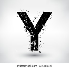 Grunge letter Y.Vector distress alphabet font.