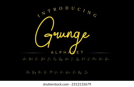 Grunge Lettering signature font isolated on grey background. brus style alphabet. Vector logo letters.