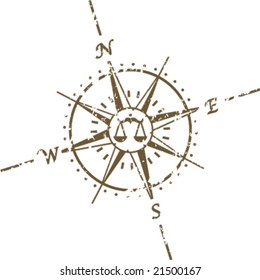 Grunge Libra Compass Tattoo Vector