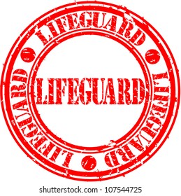 Grunge Lifeguard Rubber Stamp, Vector Illustration