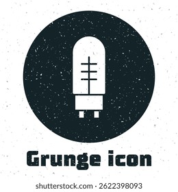 Grunge Icono de diodo emisor de luz aislado sobre fondo blanco. Componente eléctrico del diodo semiconductor. Dibujo vintage monocromo. Vector