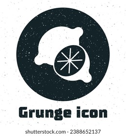 Grunge Lime icon isolated on white background. Monochrome vintage drawing. Vector