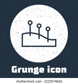 Grunge line Acupuncture therapy icon isolated on grey background. Chinese medicine. Holistic pain management treatments. Monochrome vintage drawing. Vector
