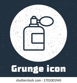 Línea gruesa Botella Aftershave con el icono del atomizador aislado en fondo gris. Icono de spray en Colonia. Frasco de perfume masculino. Dibujo de época monocromo. Ilustración vectorial