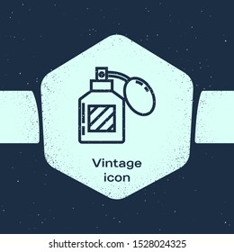 Grunge line Aftershave icon isolated on blue background. Cologne spray icon. Male perfume bottle. Monochrome vintage drawing. Vector Illustration