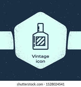 Grunge line Aftershave icon isolated on blue background. Cologne spray icon. Male perfume bottle. Monochrome vintage drawing. Vector Illustration