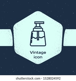 Grunge line Aftershave icon isolated on blue background. Cologne spray icon. Male perfume bottle. Monochrome vintage drawing. Vector Illustration