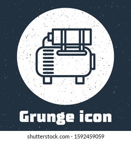 Grunge line Air compressor icon isolated on grey background. Monochrome vintage drawing. Vector Illustration