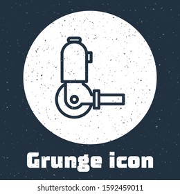 Grunge line Angle grinder icon isolated on grey background. Monochrome vintage drawing. Vector Illustration