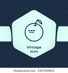Icono de Apple de línea gruesa aislado en fondo azul. Fruta con símbolo de hoja. Dibujo vintage monocromo. Vector