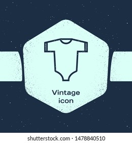Grunge line Baby clothes icon isolated on blue background. Baby clothing for baby girl and boy. Baby bodysuit. Monochrome vintage drawing. Vector Illustration