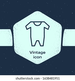 Grunge line Baby clothes icon isolated on blue background. Baby clothing for baby girl and boy. Baby bodysuit. Monochrome vintage drawing. Vector Illustration