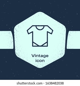 Grunge line Baby onesie icon isolated on blue background. Baby clothes symbol. Kid wear sign. Monochrome vintage drawing. Vector Illustration