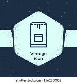 Grunge line Backpack icon isolated on blue background. Diving underwater equipment. Monochrome vintage drawing. Vector Illustration