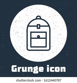 Grunge line Backpack icon isolated on grey background. Monochrome vintage drawing. Vector Illustration