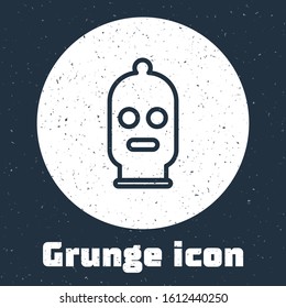 Grunge line Balaclava icon isolated on grey background. A piece of clothing for winter sports or a mask for a criminal or a thief. Monochrome vintage drawing. Vector Illustration